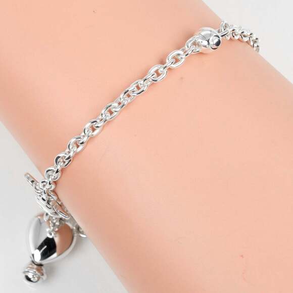 TIFFANY Authentic Silver Heart Charm Bracelet - Picture 3 of 7